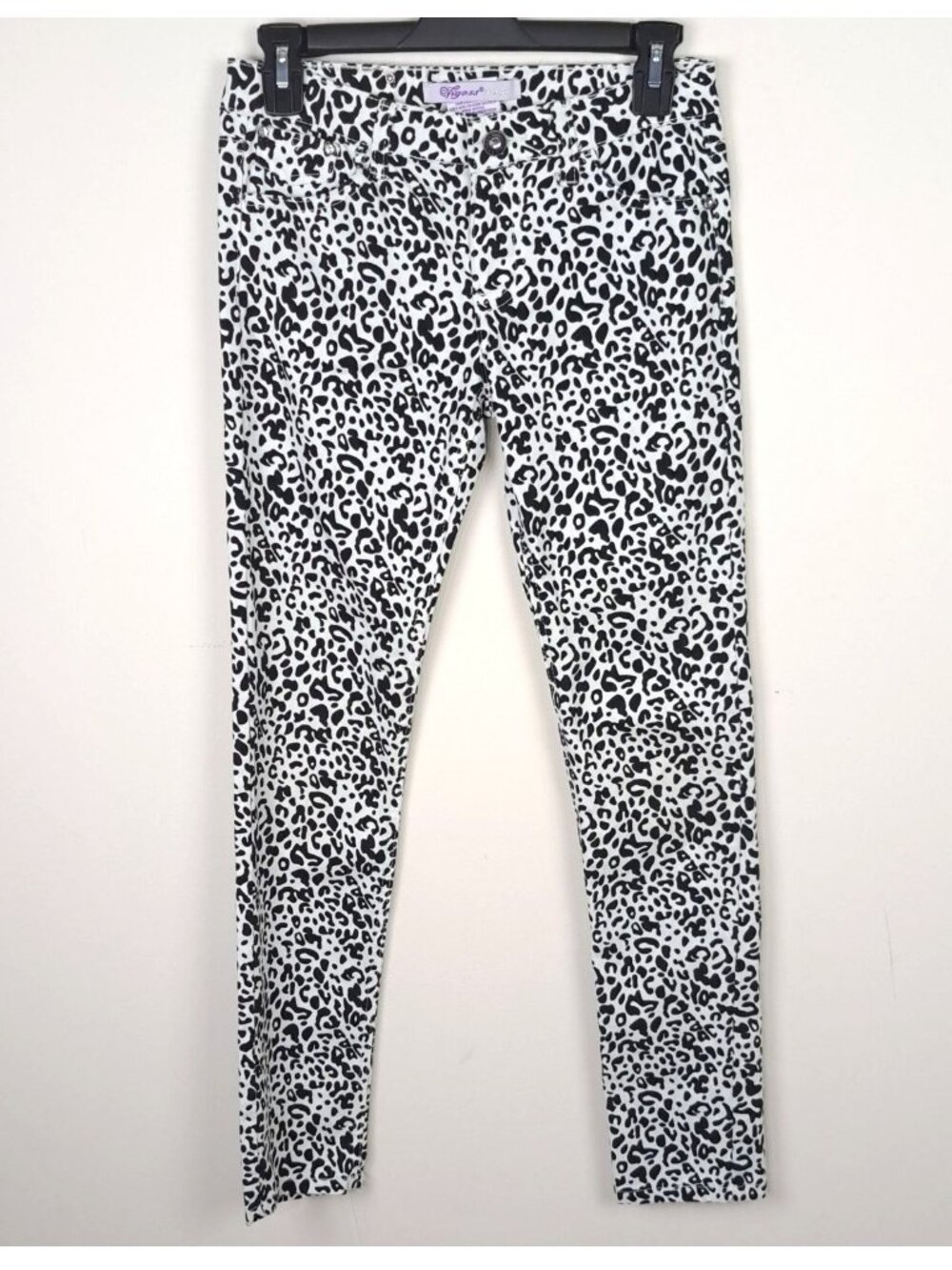 Vigoss Jeans Size 14 Skinny Pants Black & White Leopard Print Mid Rise Casual